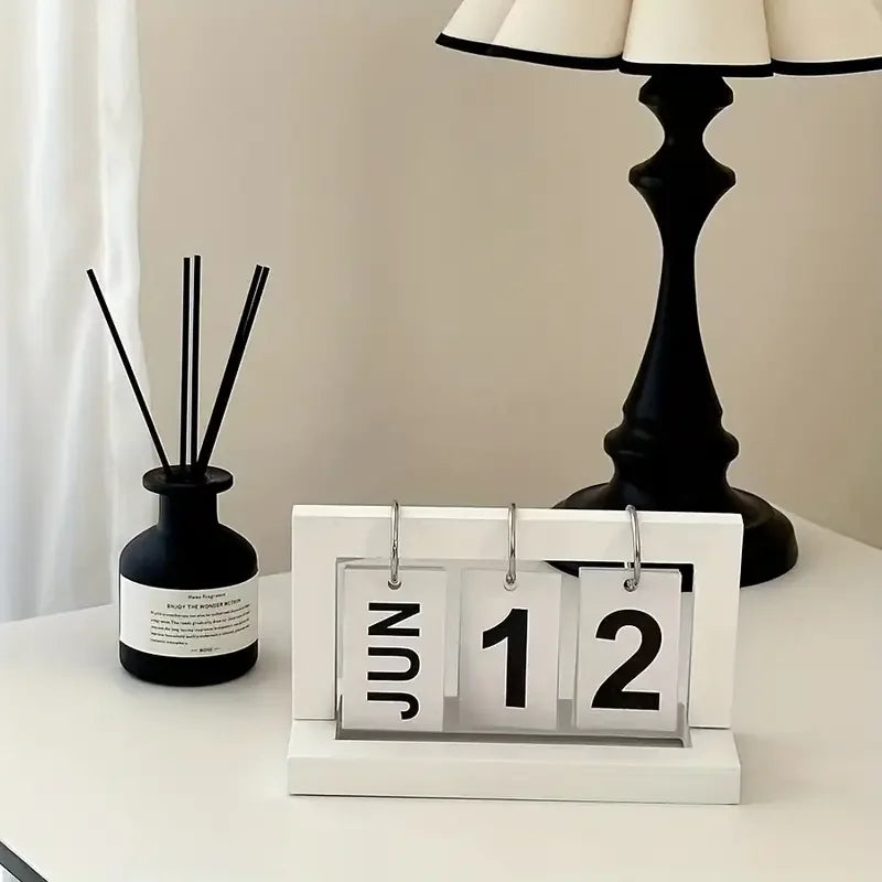 Minimalist Wooden Perpetual Calendar - Modern Desk Decor Accessory