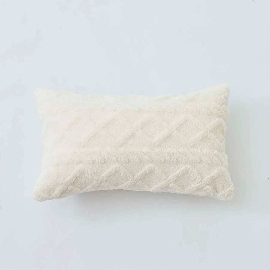 Plush Lumbar Pillow Cover - Soft Decorative Cushion Case 12x20"