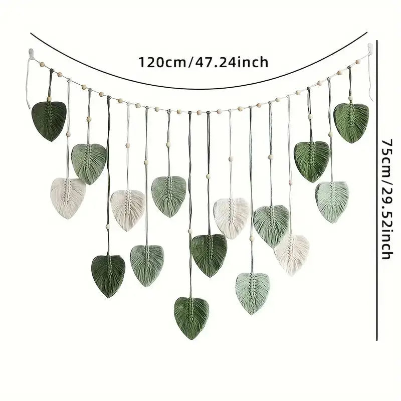 Macrame Leaf Wall Hanging - Handmade Boho Tapestry Decor