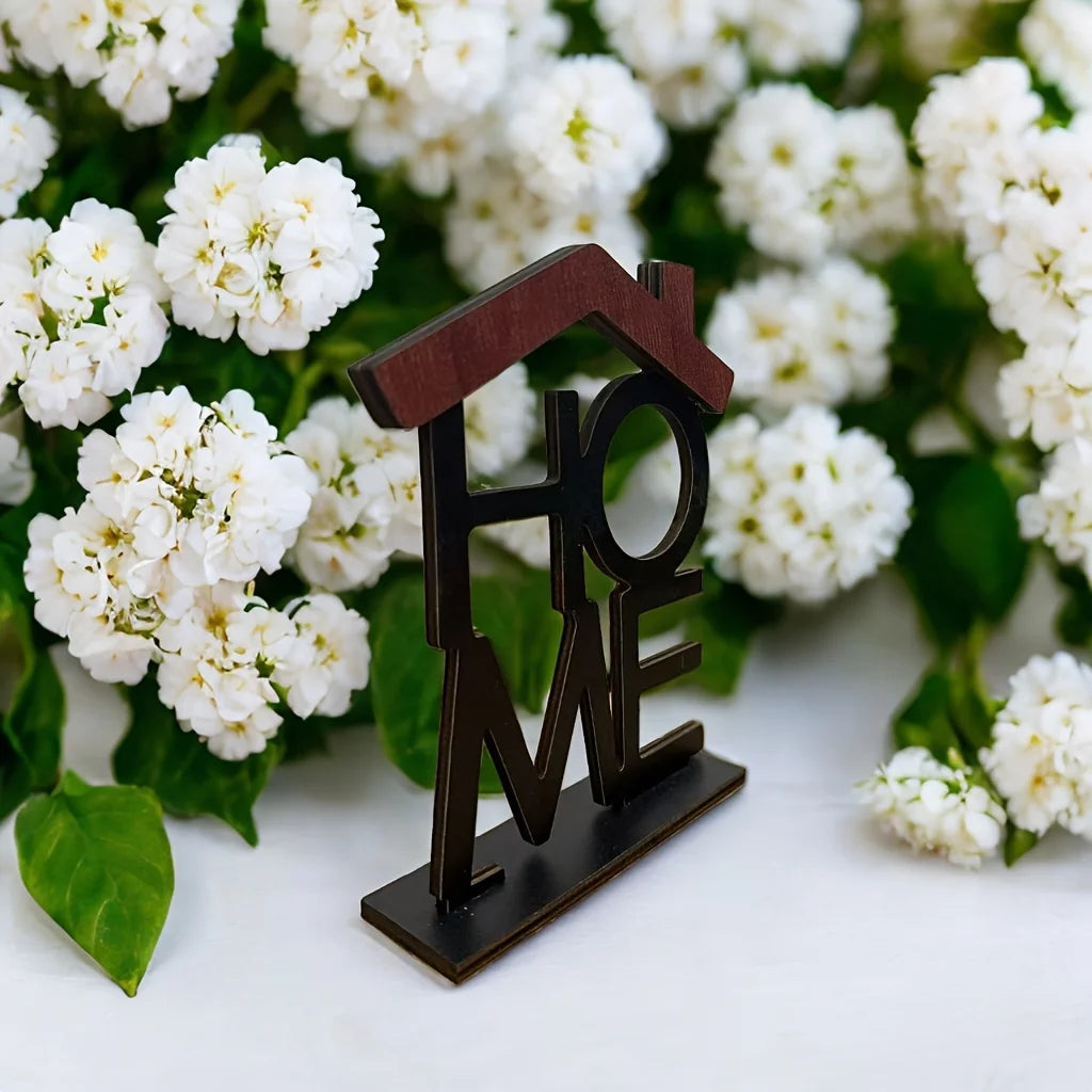 Wooden "HOME" Letter Ornament - Desktop Decor Accent