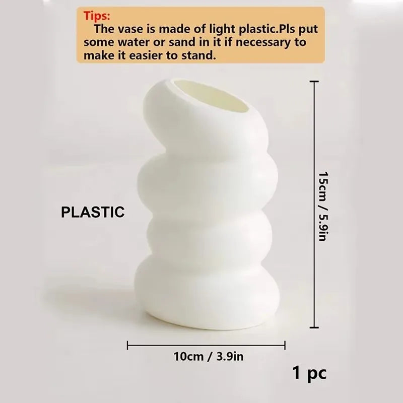 Nordic Spiral White Vase - Modern Decorative Flower Container