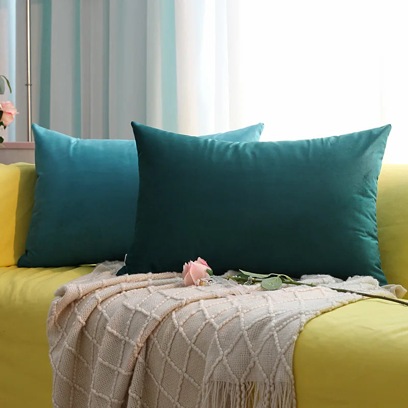 Luxury Velvet Cushion Cover - Elegant Rectangular Pillow Case for Sofa & Bedroom