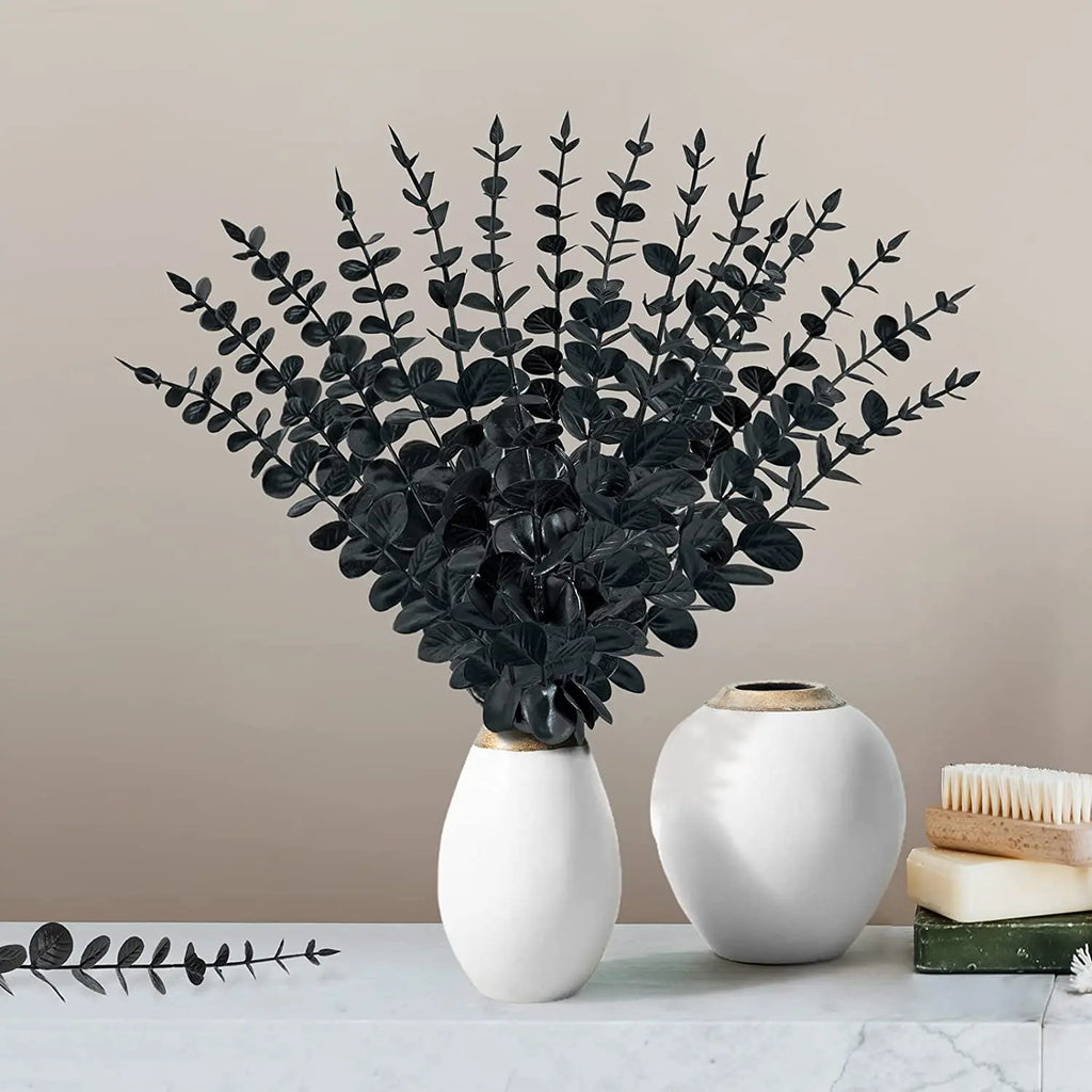 Artificial Eucalyptus Stems - 12 Pack Silver Dollar Greenery for Weddings & Home