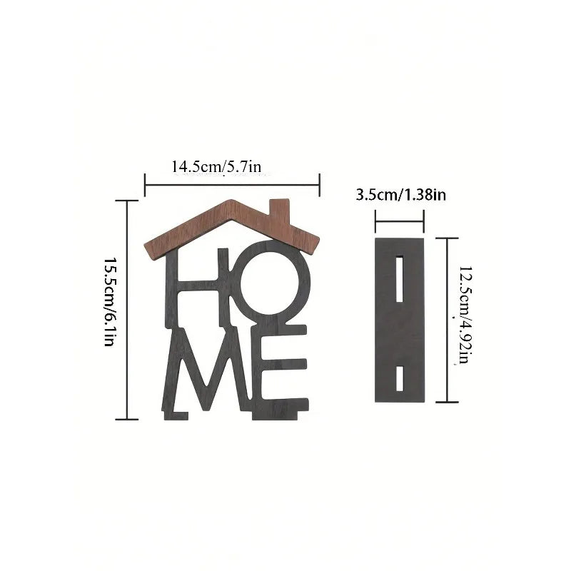 Wooden "HOME" Letter Ornament - Desktop Decor Accent