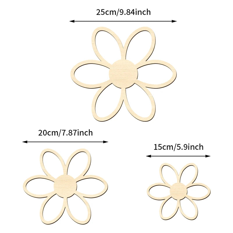 Wooden Flower Wall Art Set (5 Pieces)