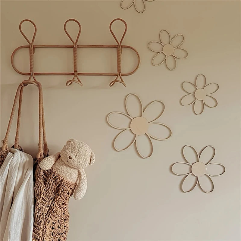 Wooden Flower Wall Art Set (5 Pieces)