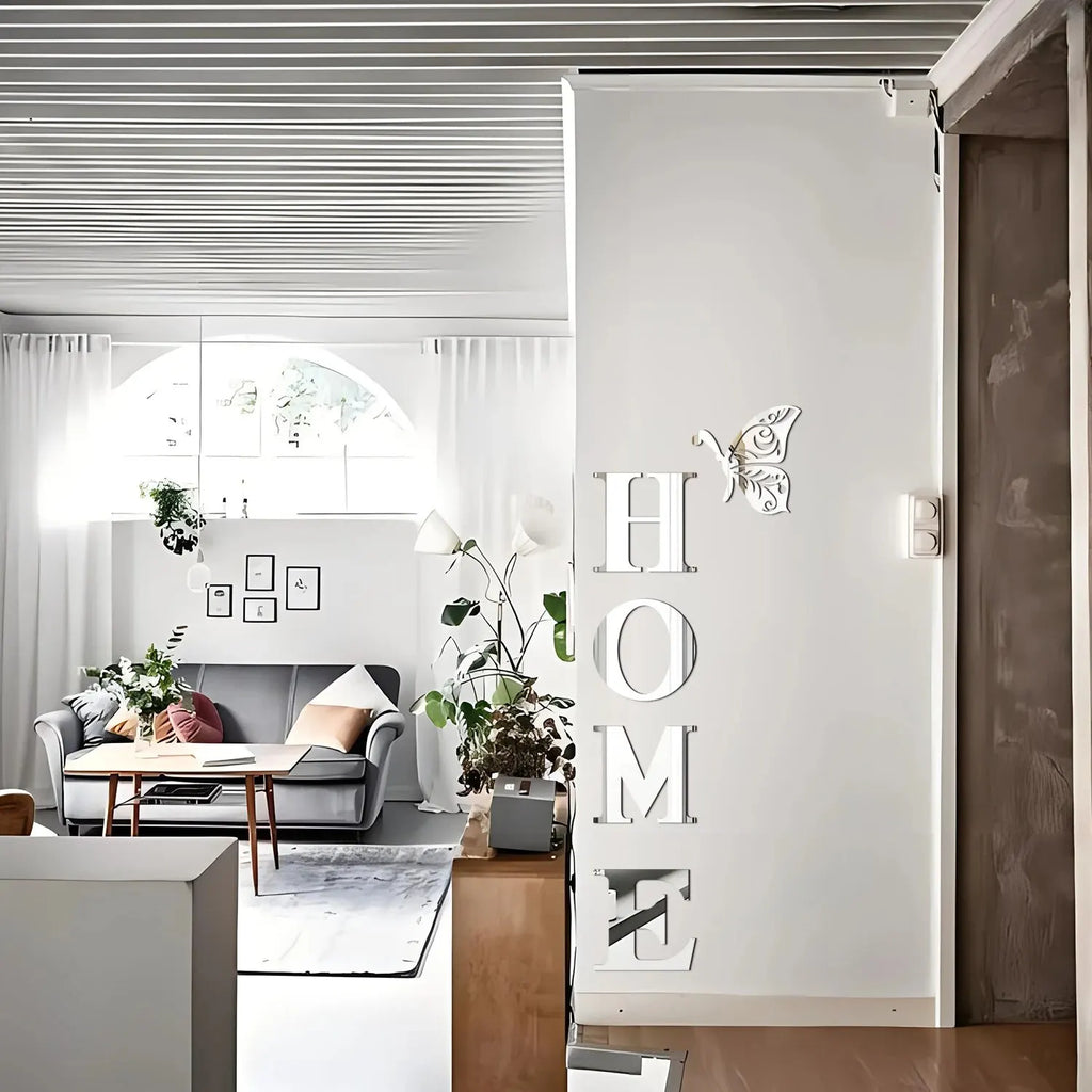 3D Mirror Wall Decal - HOME