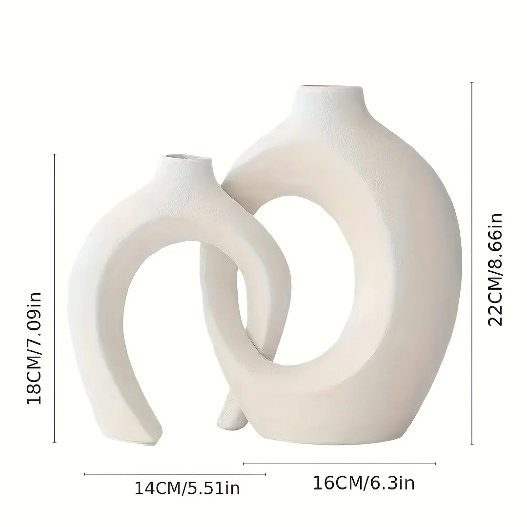 Nordic White Vase Set - 2-Piece Modern Decorative Plant Pots
