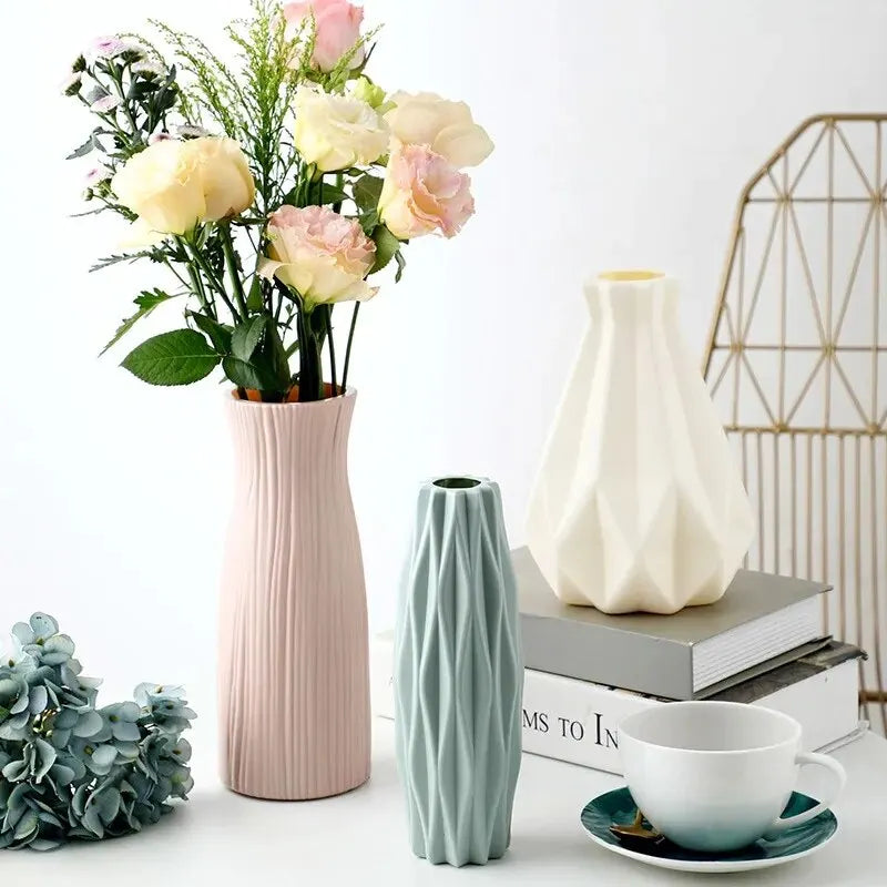 Modern Geometric Plastic Flower Vase - Nordic Style Home Decor