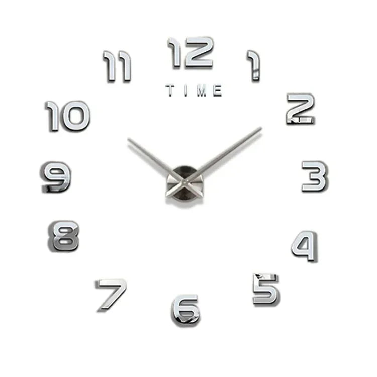 Large 3D Acrylic Mirror Wall Clock - DIY Frameless Modern Decor