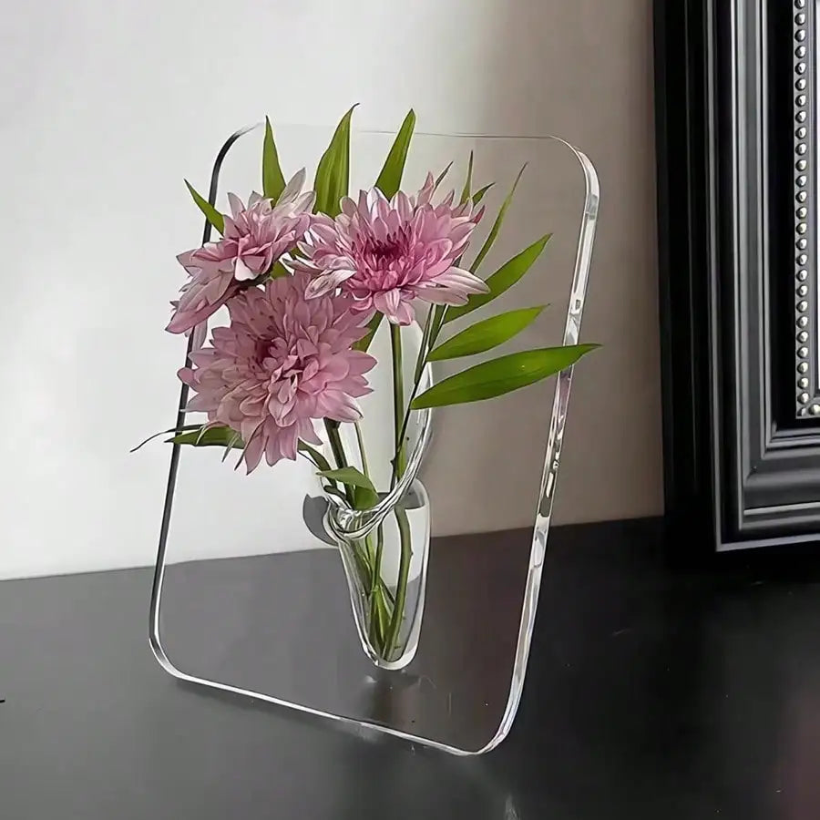 Clear Acrylic Frame Vase - Modern Geometric Flower Display