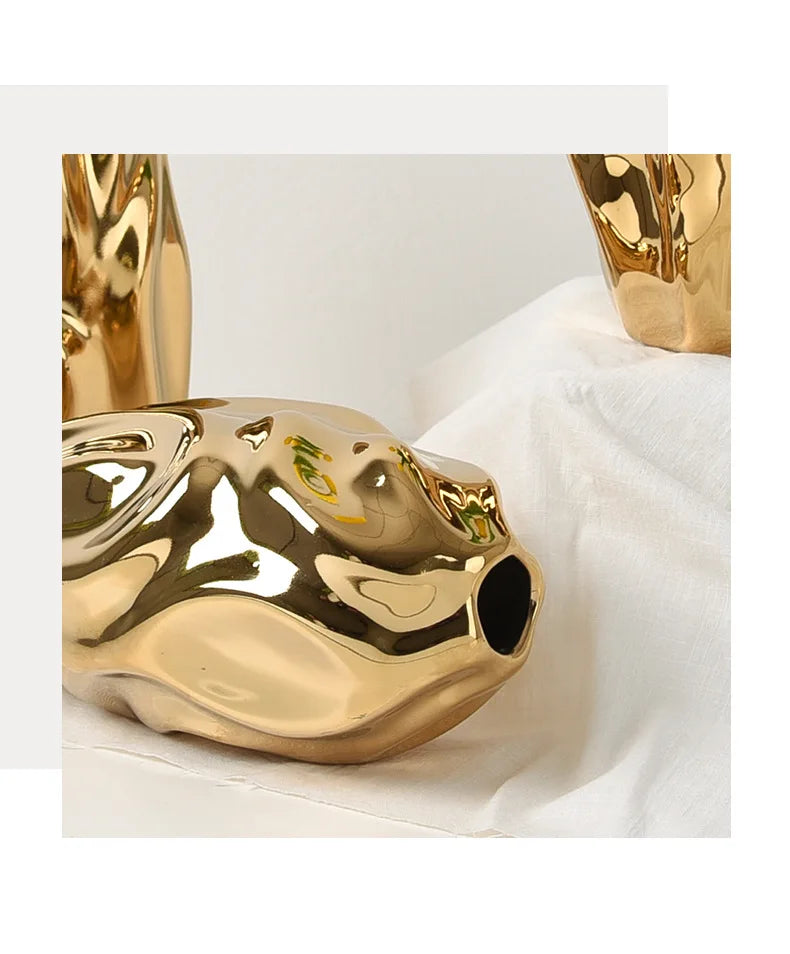 Luxury Ceramic Golden Vase - Modern Creative Home Decor