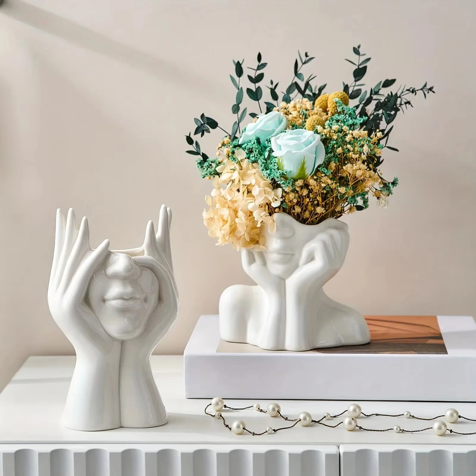 Nordic Minimalist Decorative Vase - Modern Geometric Design for Living Room & Home Decor