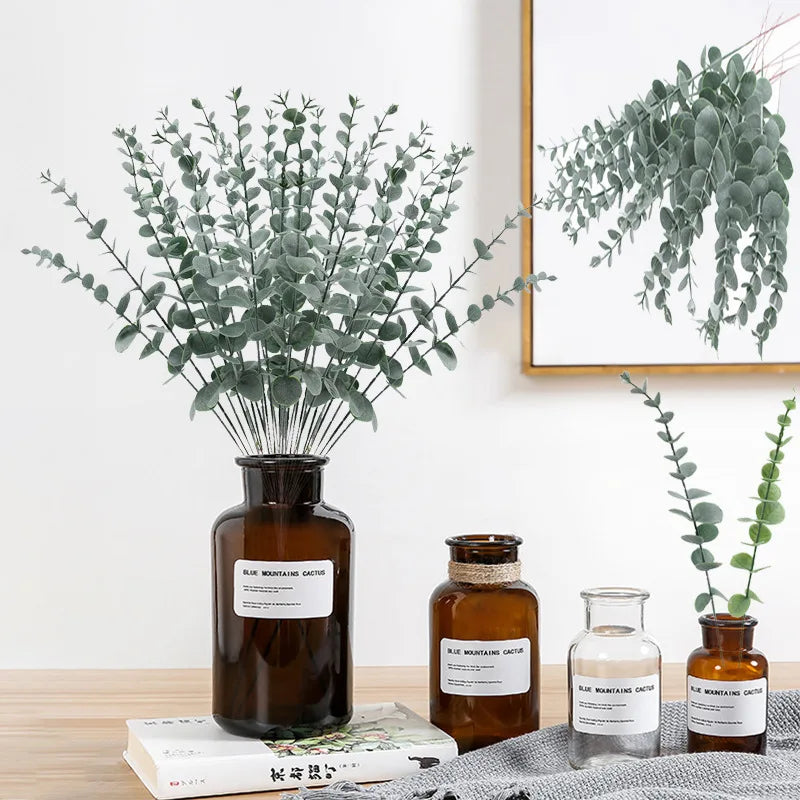 Artificial Eucalyptus Stems - 12 Pack Silver Dollar Greenery for Weddings & Home