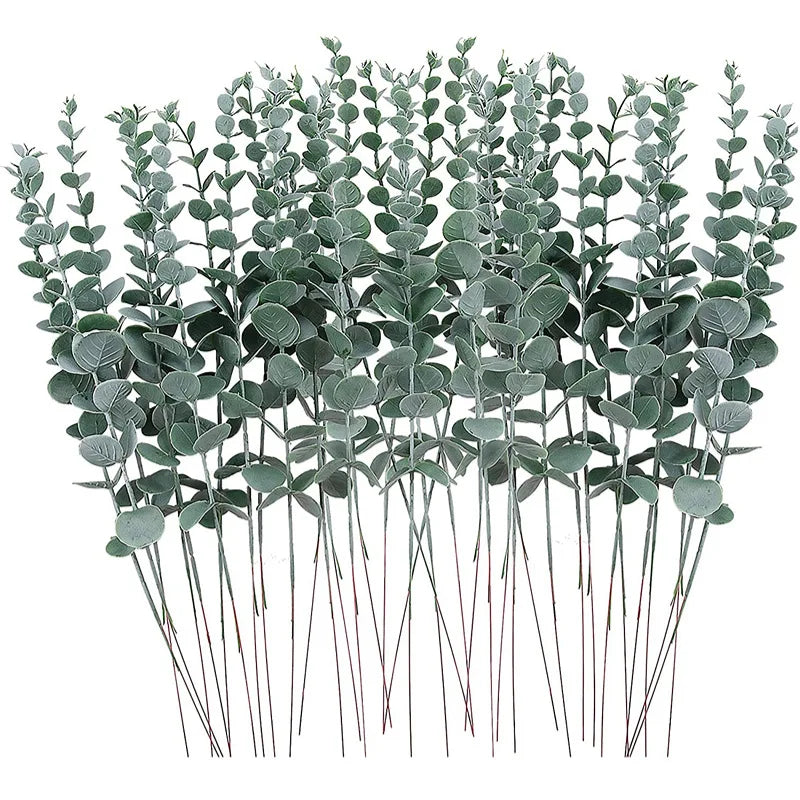 Artificial Eucalyptus Stems - 12 Pack Silver Dollar Greenery for Weddings & Home