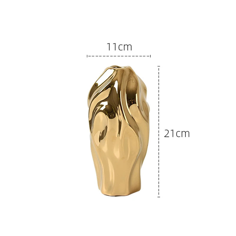 Luxury Ceramic Golden Vase - Modern Creative Home Decor