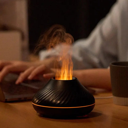 Flame‑Effect Aromatherapy Humidifier – Minimalist Nordic Design