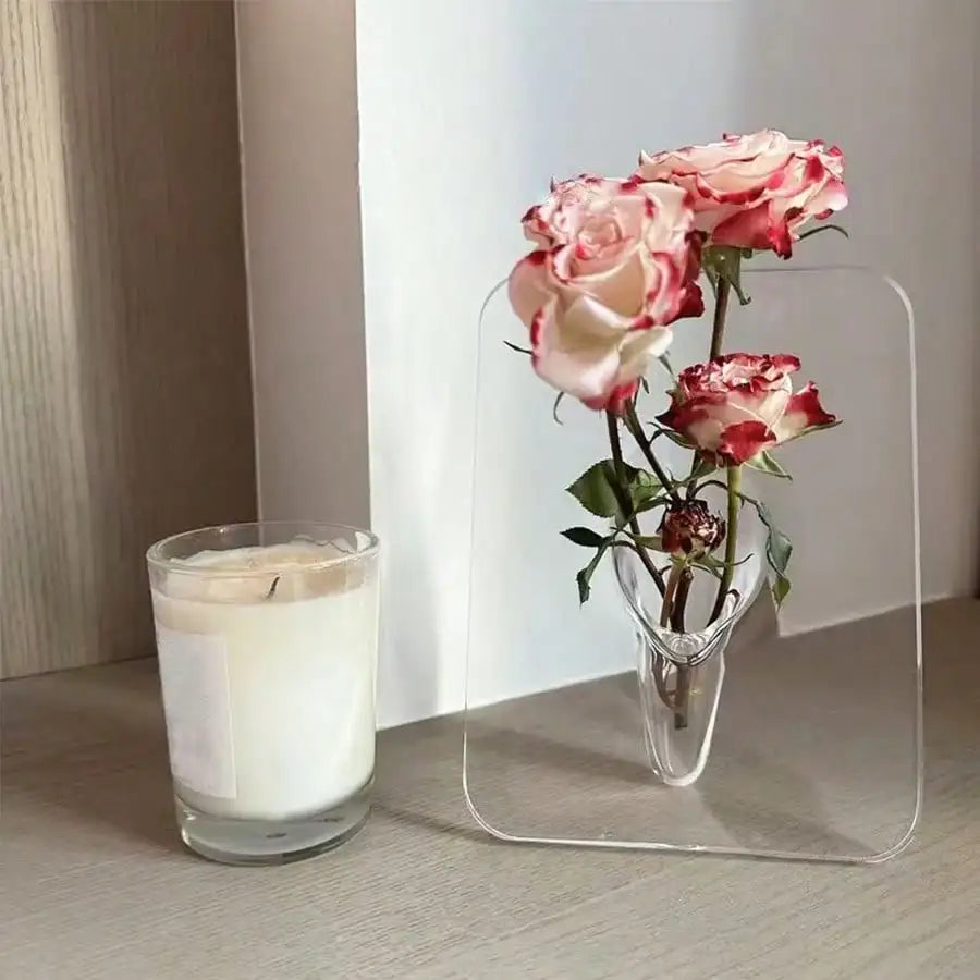 Clear Acrylic Frame Vase - Modern Geometric Flower Display