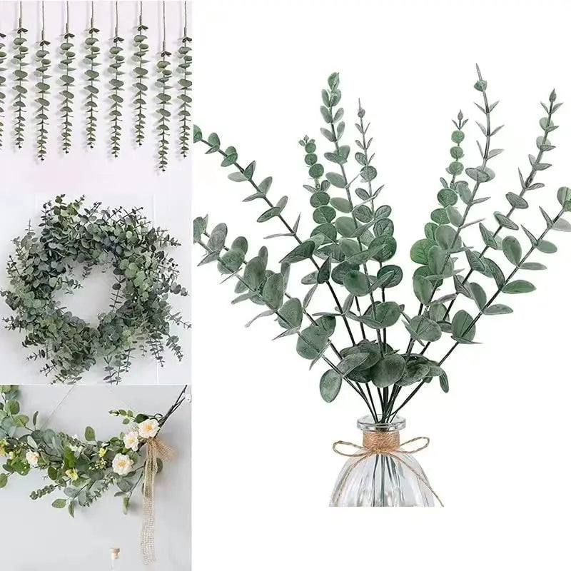 Artificial Eucalyptus Stems - 12 Pack Silver Dollar Greenery for Weddings & Home