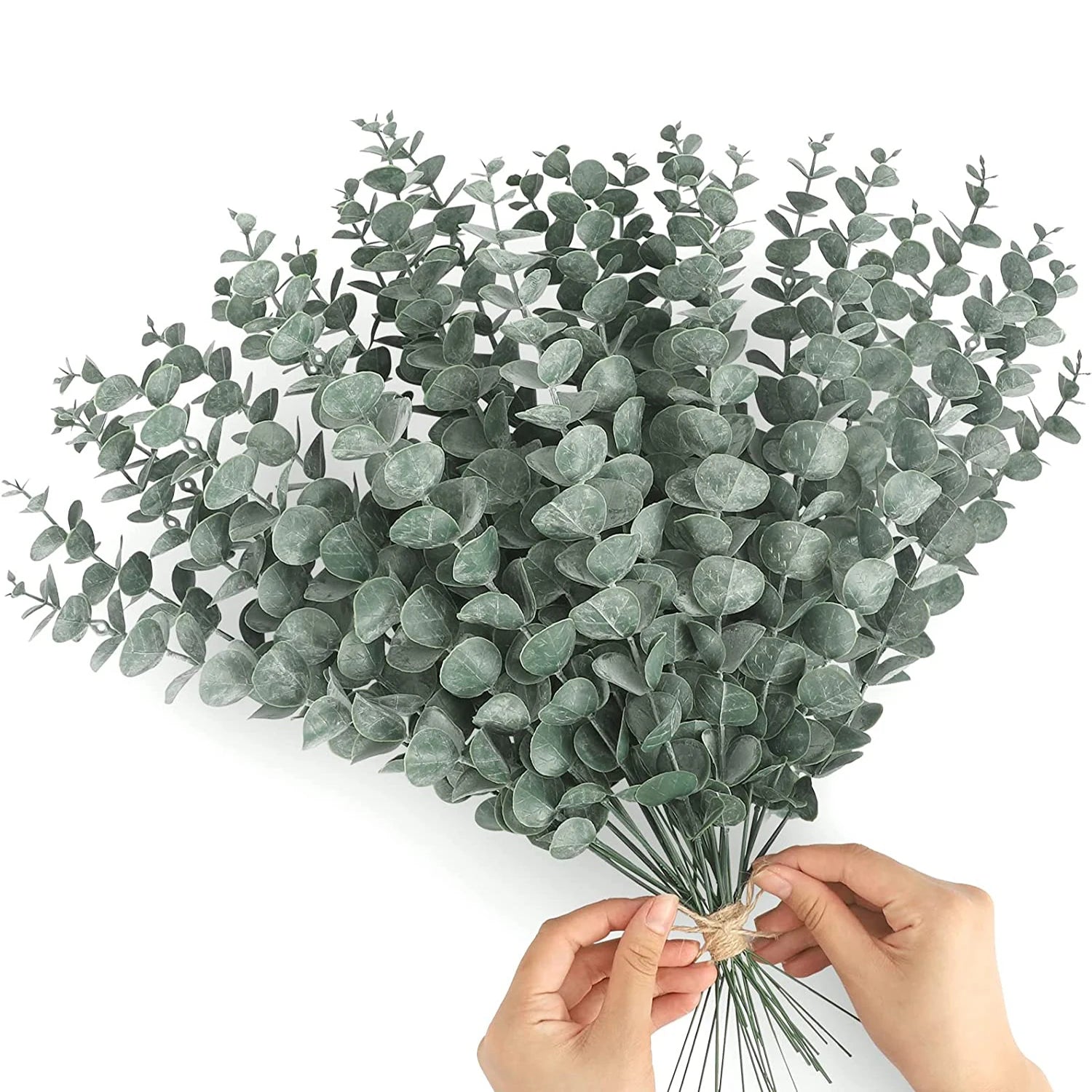 Artificial Eucalyptus Stems - 12 Pack Silver Dollar Greenery for Weddings & Home