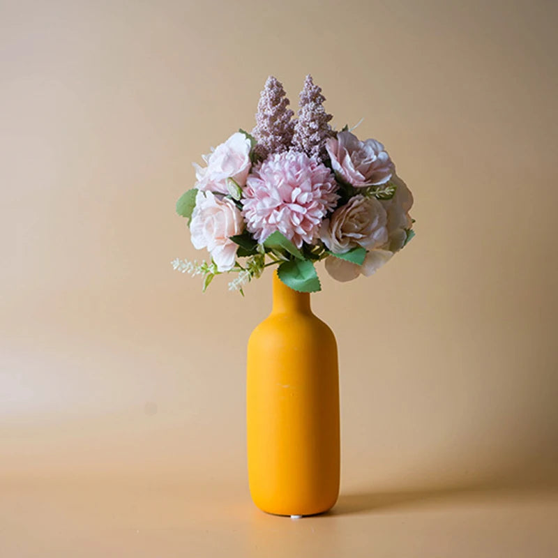 Nordic Modern Ceramic Vase - Minimalist Solid Color Flower Vase for Home Decor