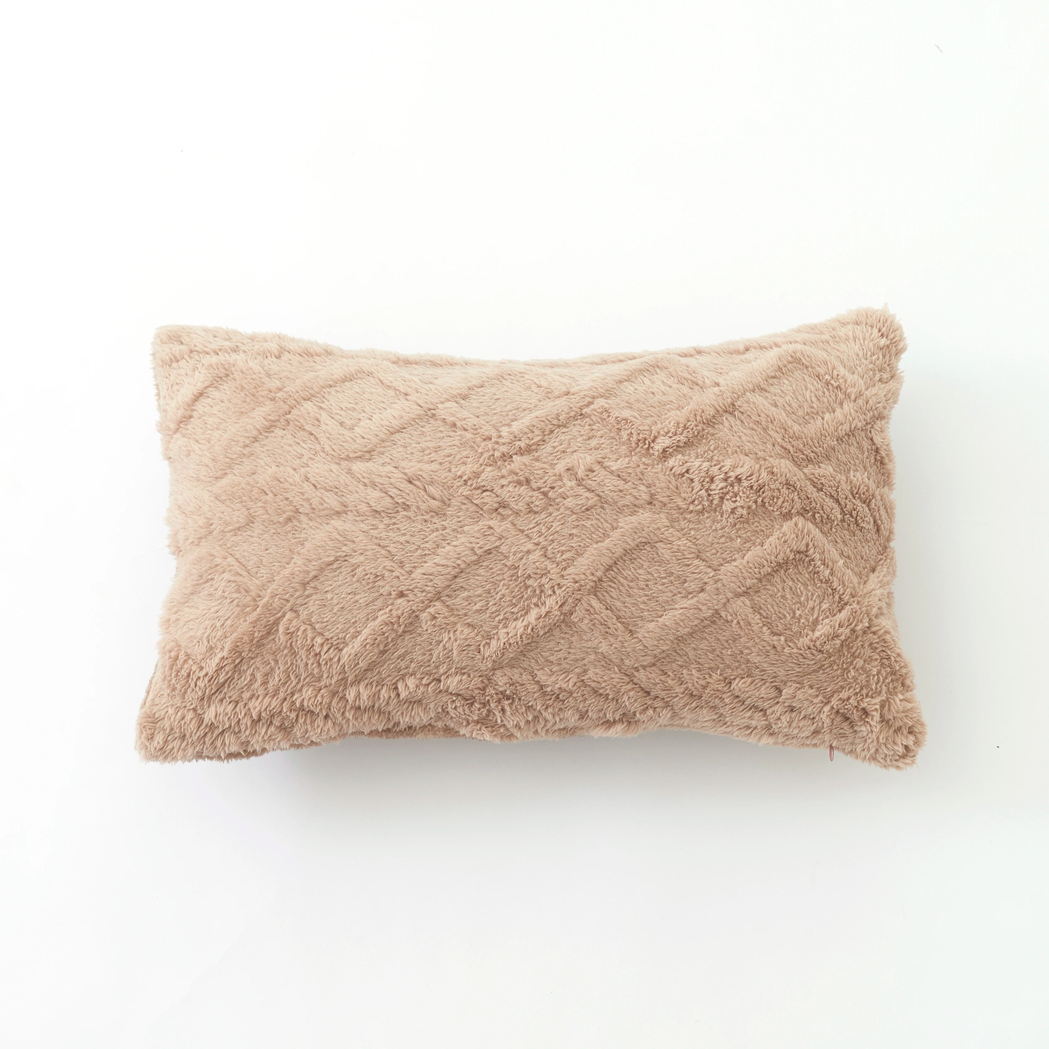 Plush Lumbar Pillow Cover - Soft Decorative Cushion Case 12x20"