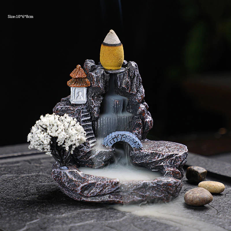 Waterfall Incense Burner - Backflow Incense Holder with Cones
