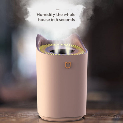 3L Cat‑Design Humidifier & Diffuser – Dual Nozzle with LED Light