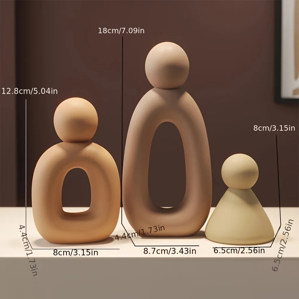 Abstract Family of Three Sculpture - Modern Minimalist Resin Home Decor