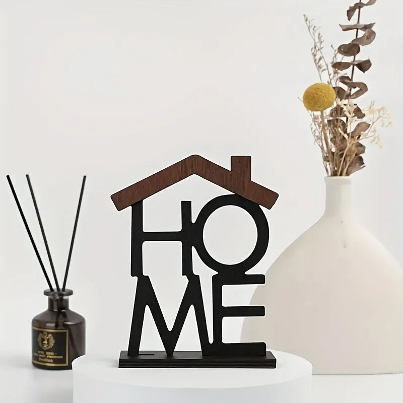 Wooden "HOME" Letter Ornament - Desktop Decor Accent