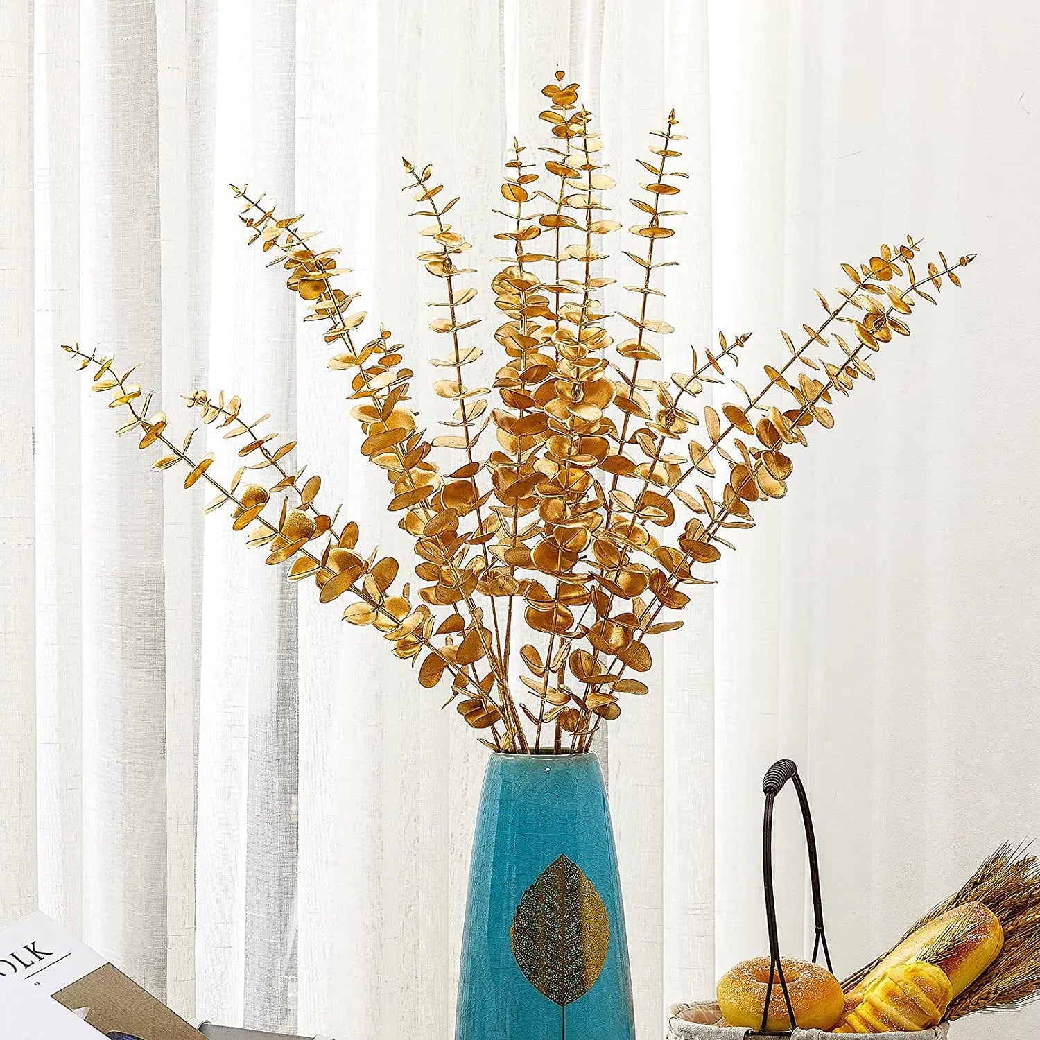 Artificial Eucalyptus Stems - 12 Pack Silver Dollar Greenery for Weddings & Home