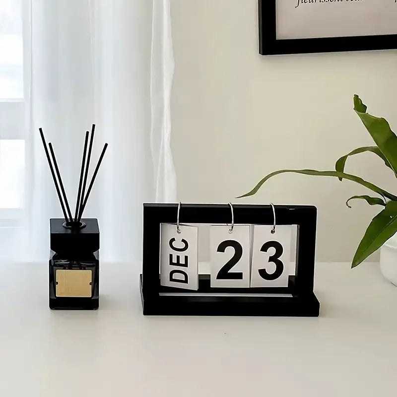 Minimalist Wooden Perpetual Calendar - Modern Desk Decor Accessory