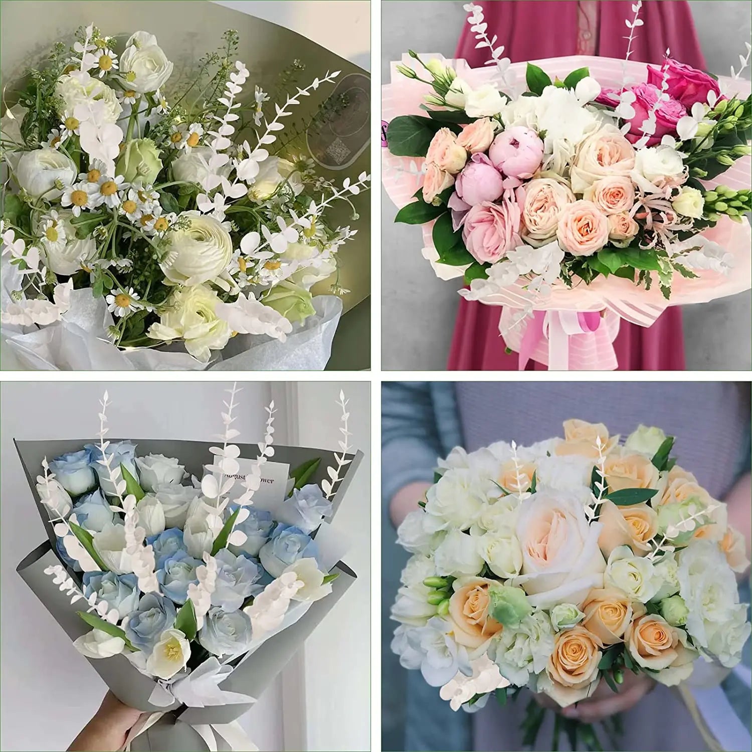 Artificial Eucalyptus Stems - 12 Pack Silver Dollar Greenery for Weddings & Home