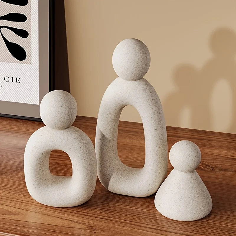 Abstract Family of Three Sculpture - Modern Minimalist Resin Home Decor