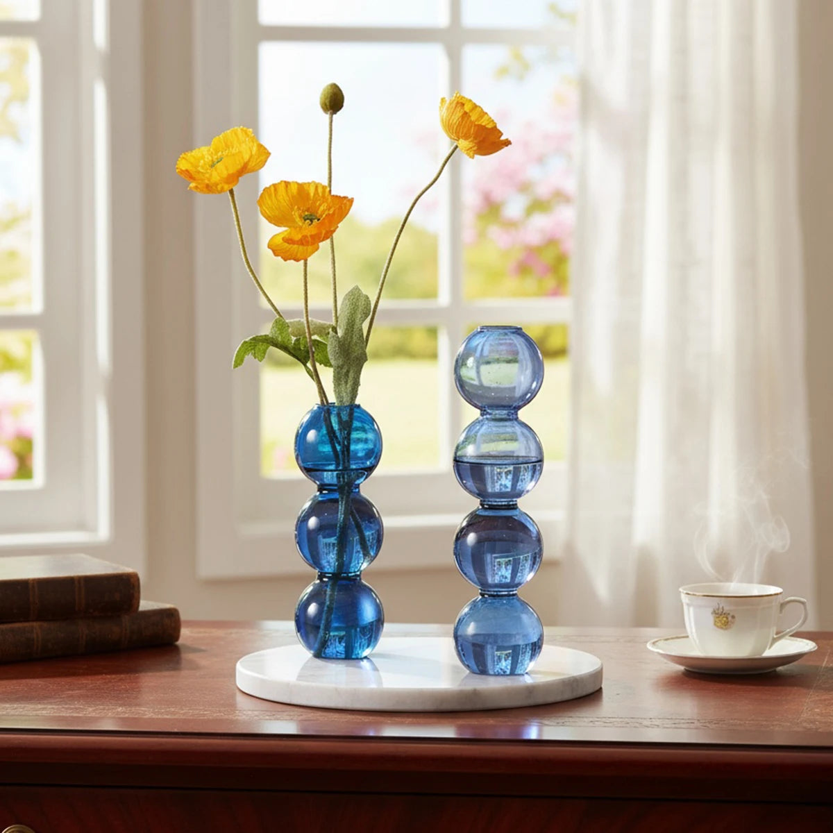 Modern Glass Bud Vase - Artistic Round Ball Design