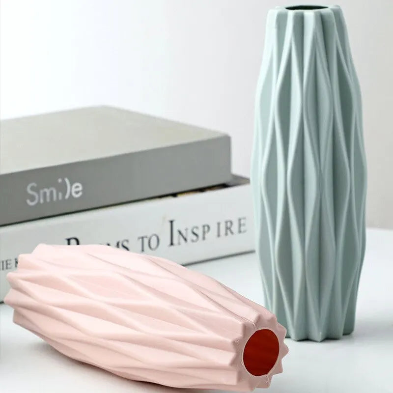 Modern Geometric Plastic Flower Vase - Nordic Style Home Decor