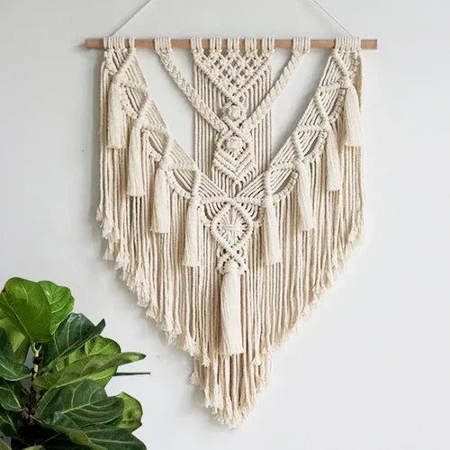 Handmade Macrame Wall Hanging Tapestry - Boho Geometric Cotton Decor