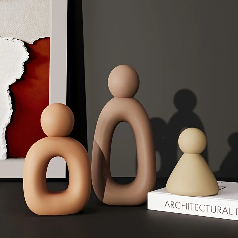 Abstract Family of Three Sculpture - Modern Minimalist Resin Home Decor