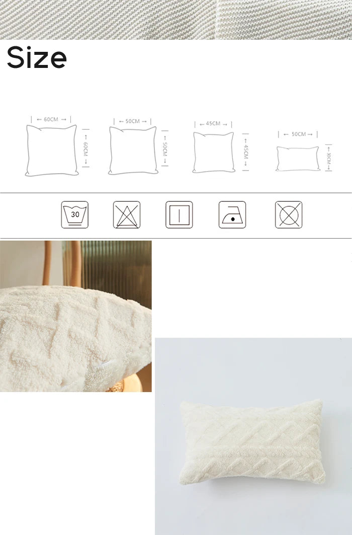 Plush Lumbar Pillow Cover - Soft Decorative Cushion Case 12x20"