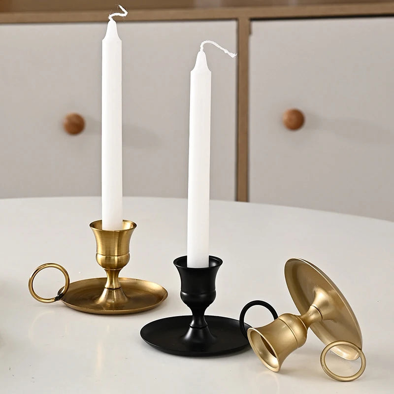 Metal Candle Holder with Handle - Decorative Centerpiece for Dining & Events