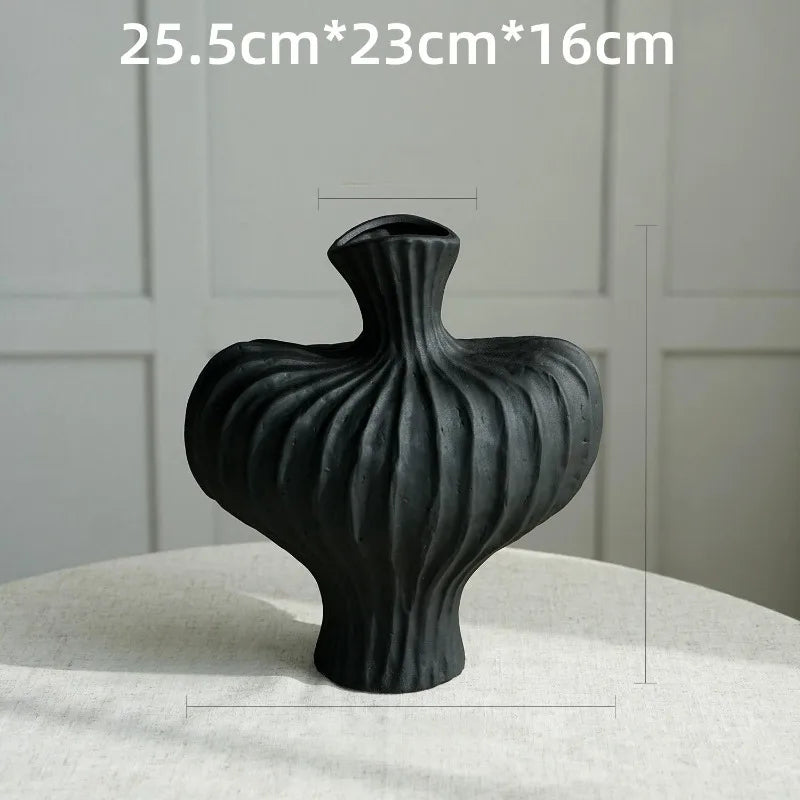 Modern Ceramic-Style Plastic Vase - Nordic Minimalist Tabletop Decor