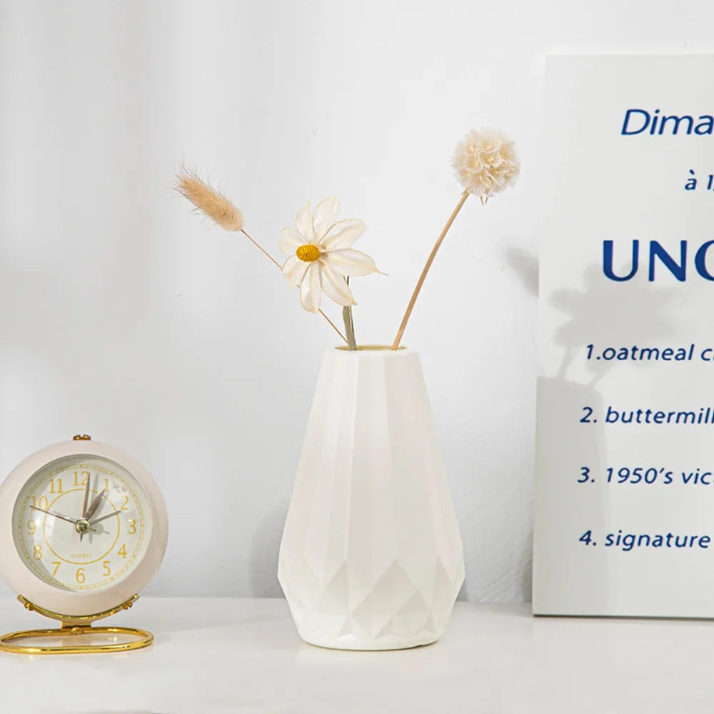 Diamond-Shaped Ceramic-Style Vase - Nordic Modern Flower Pot