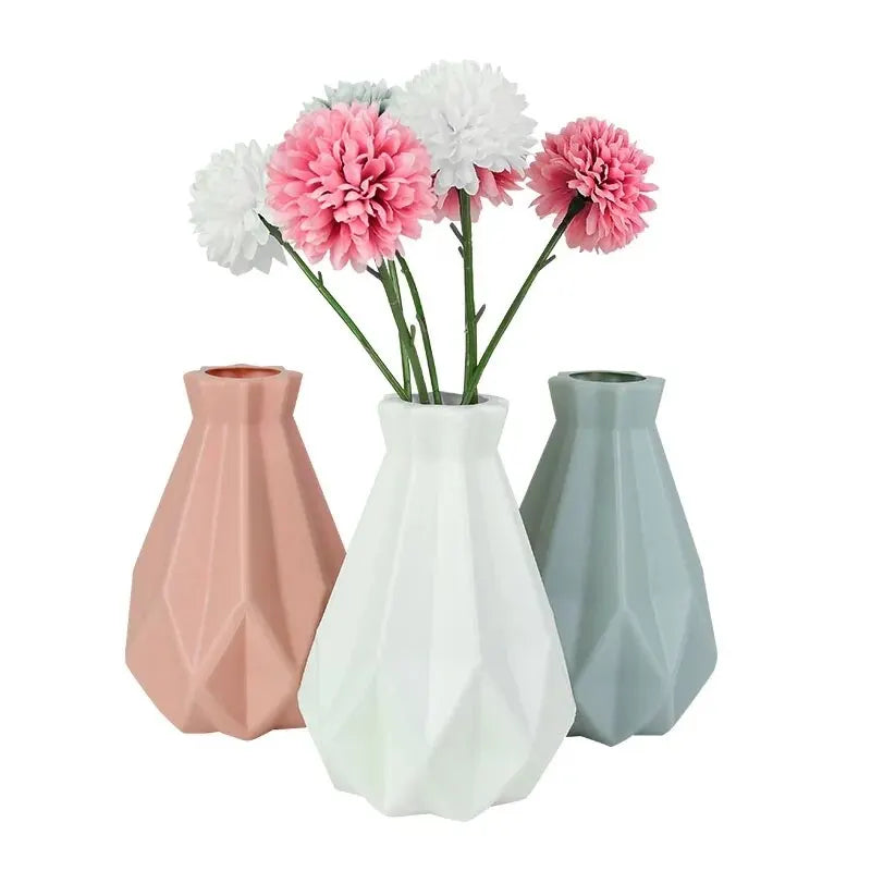 Modern Geometric Plastic Flower Vase - Nordic Style Home Decor