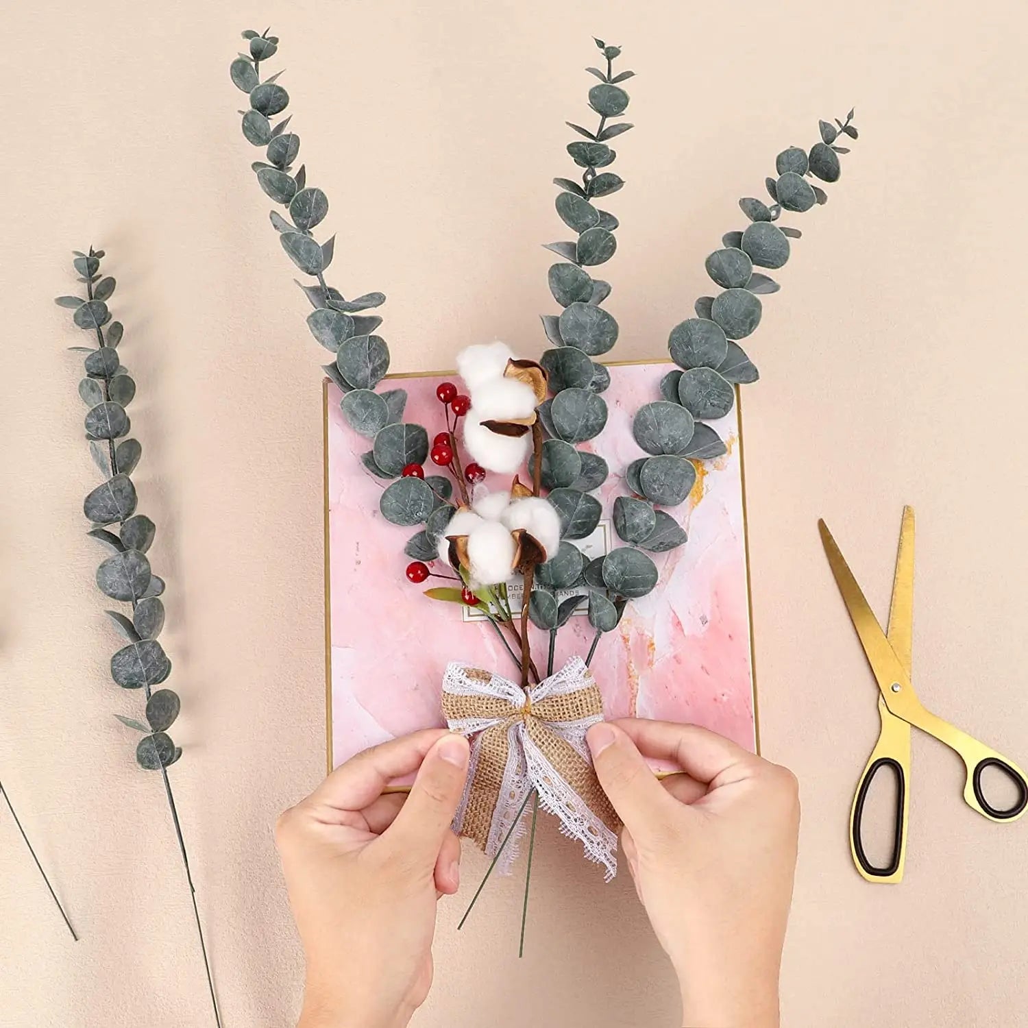 Artificial Eucalyptus Stems - 12 Pack Silver Dollar Greenery for Weddings & Home