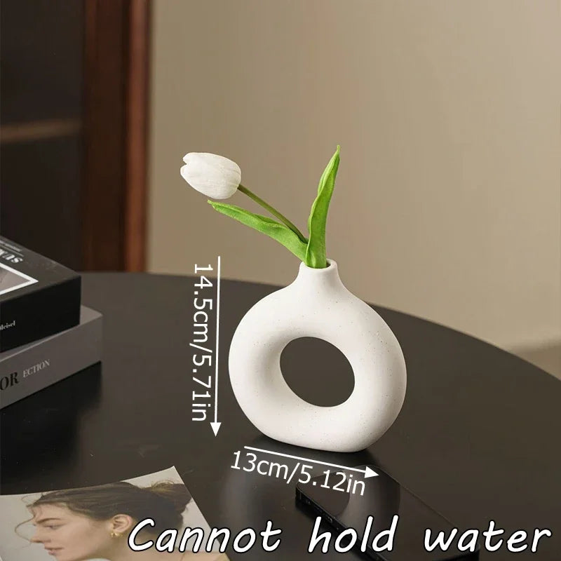 Nordic Donut-Shaped Vase - Modern Minimalist Centerpiece
