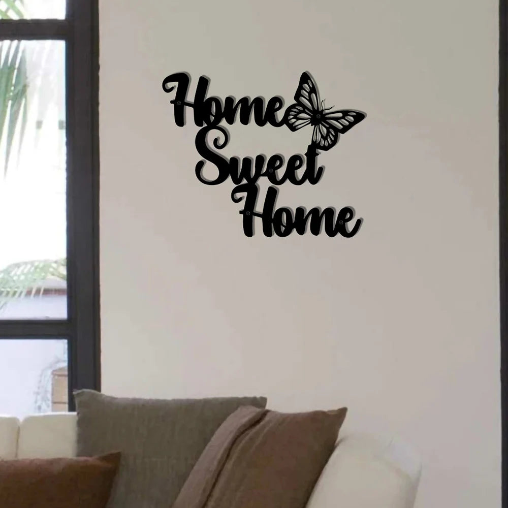 "Home Sweet Home" Metal Wall Art Sign - Rustic Farmhouse Decor