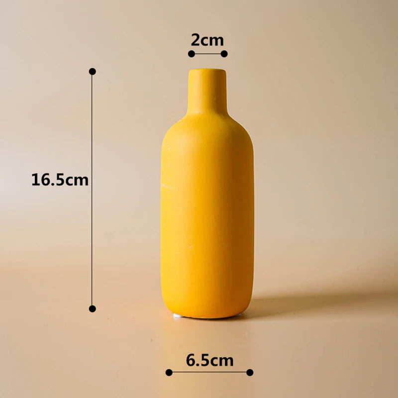 Nordic Modern Ceramic Vase - Minimalist Solid Color Flower Vase for Home Decor