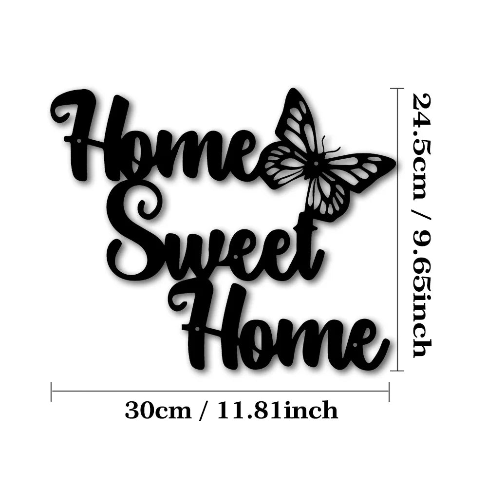 "Home Sweet Home" Metal Wall Art Sign - Rustic Farmhouse Decor