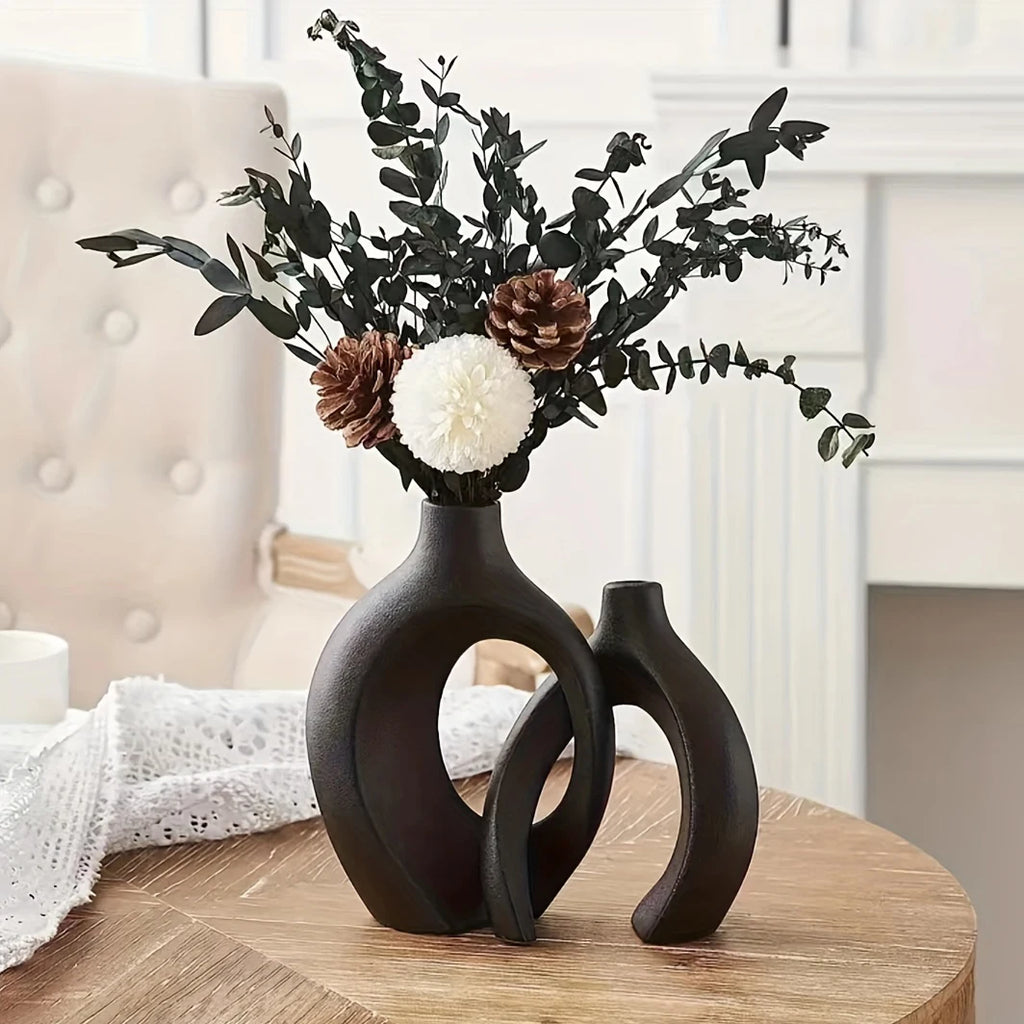 Nordic White Vase Set - 2-Piece Modern Decorative Plant Pots