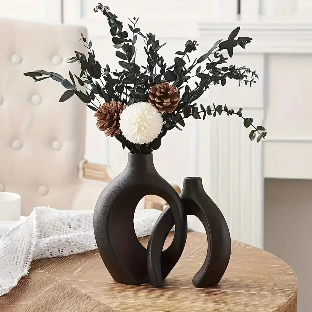 Nordic White Vase Set - 2-Piece Modern Decorative Plant Pots